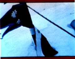 Nepal and Bulgarian flags on Lhotse