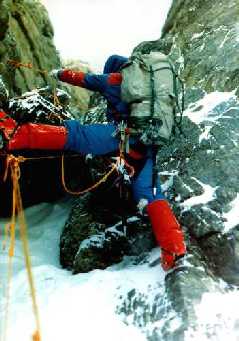 Ivan Valchev In The Manfreda Chimney (Photo by Metodi Savov)