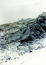 View up to the summit from last camp, 8120